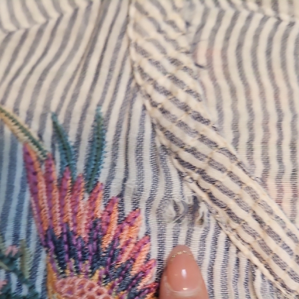 Johnny Was Karen Voyager Striped Embroidered Tunic - Picture 9 of 12